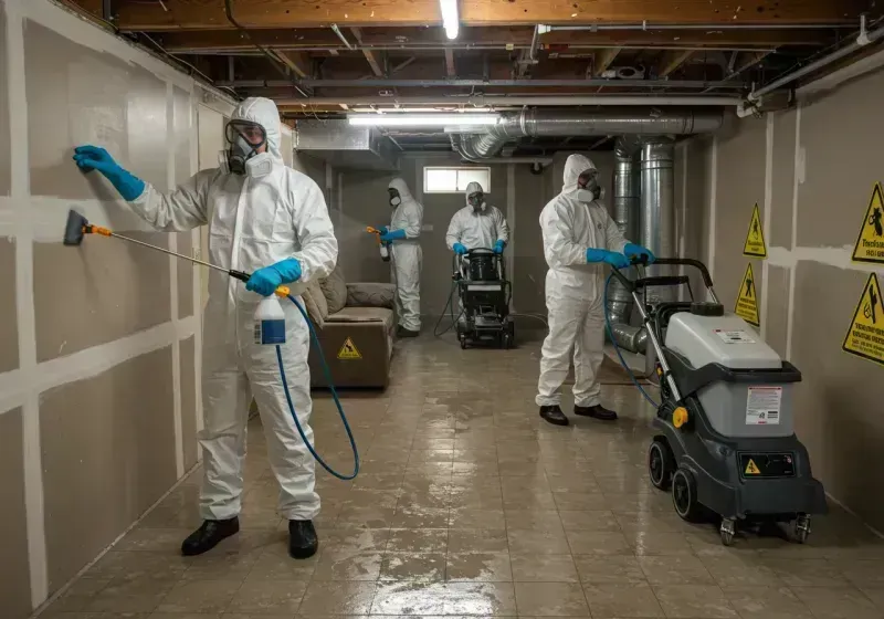 Basement Moisture Removal and Structural Drying process in Pleasant Hill, OH